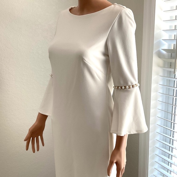 NEIMAN MARCUS dress Sz 2 Ivory Faux Pearls - Picture 3 of 8